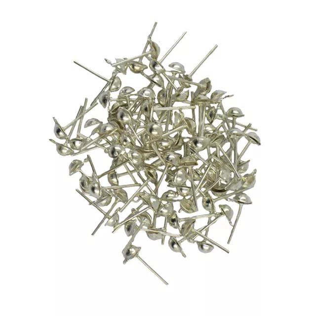 100x Silver Ball Ear Pin Studs Earring Posts with Loop Jewelry Making Supply