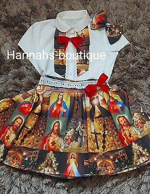 5/6yrs NEW religious Jesus Mary Christmas Xmas Spanish romany girls top skirt