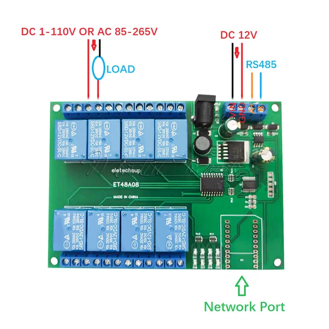 Slave Contol Module RS485/TCP MODBUS SLAVE Relay Control Module Ethernet Network ET48A08 ...