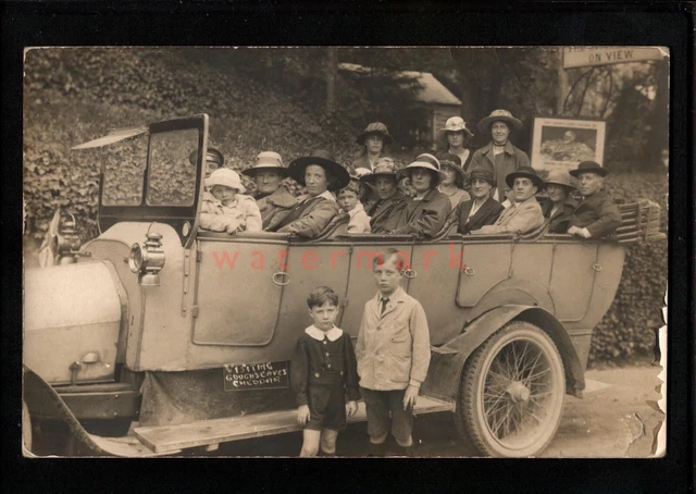 CHEDDAR Somerset CHARABANC VISITING GOUGH'S CAVE REAL PHOTO PC E20C - UK3393