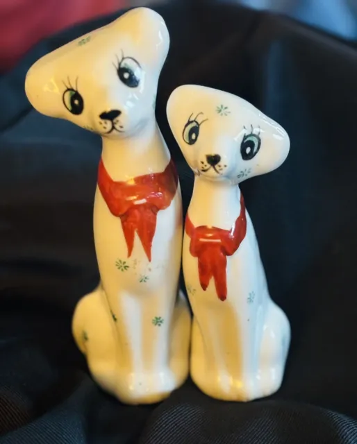 Vintage 70/80’s Kitsch Dog Ornaments Dalmatian Retro Ceramic Red Neck Ties