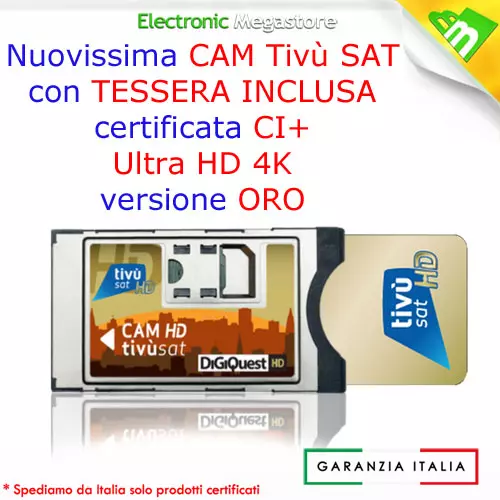 Cam Tivusat e Smartcard Tvsat ORO è Rai Mediaset La7 HD 4K su Smart TV e decoder