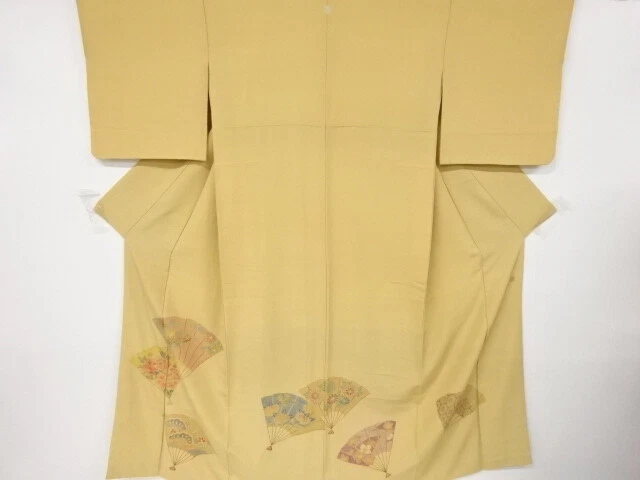 6484144: Japanese Kimono / Vintage Tsukesage Homongi / Flower & Folding Fan Patt