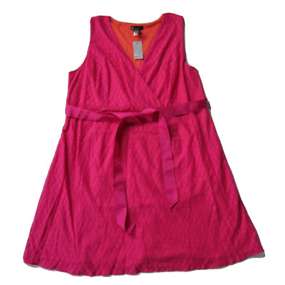 NWT Lane Bryant Lace Fit & Flare in Bright Pink Orange Surplice Dress 18