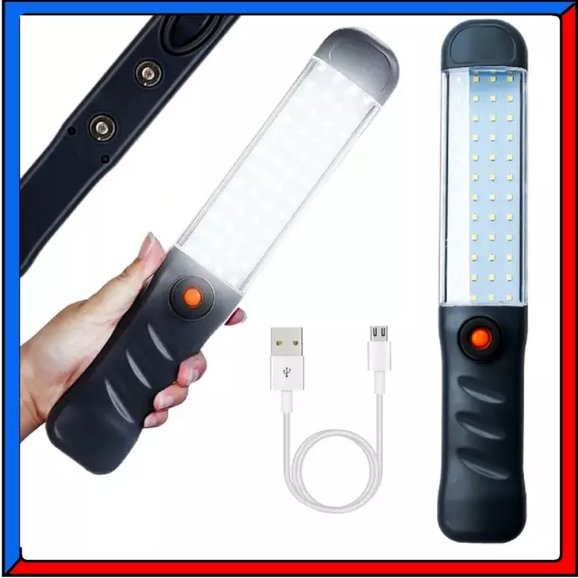 Lampada Torcia Luce a LED Ricaricabile da Officina Meccanico Lavoro Potente USB