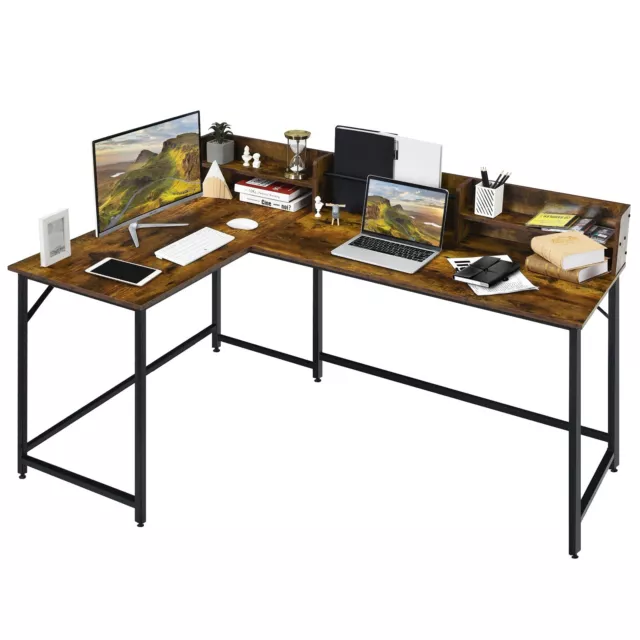 Space Saving Corner Computer Desk L-shaped Workstation Industrial Gaming Table