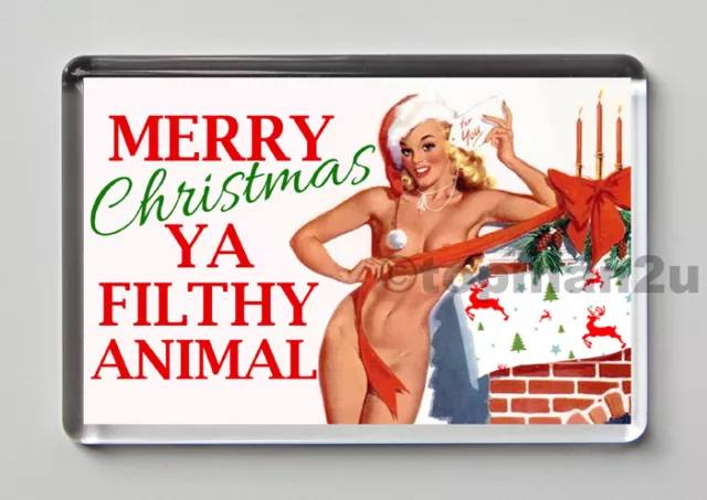 New, Quality Fridge Magnet, Merry Christmas Ya Filthy Animal - Sexy Gift Idea