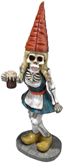 Zombie Gnome - Bavarian Oktoberfest Skeleton Gnome Gerta - Garden Gnome Statue