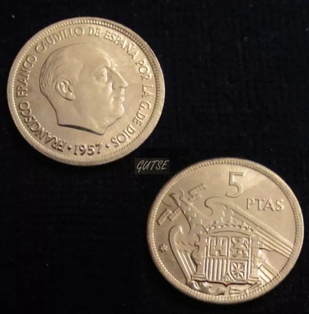 *Gutse* Franco>1, 5 Pesetas 1957*69, Brillo Original, Sin Circular.