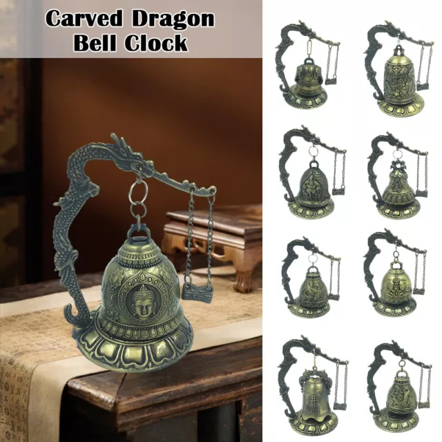 1x Fengshui Excellent Tibet Dragon Buddha Bell Dragon Bell Clock Home Decor