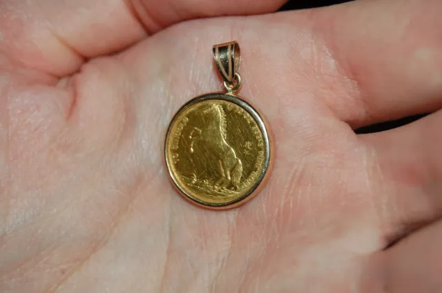 Rare - 1/10 oz Gold Coin Pendant - Horse Singapore 1990 Chinese Zodiac 14k Bail