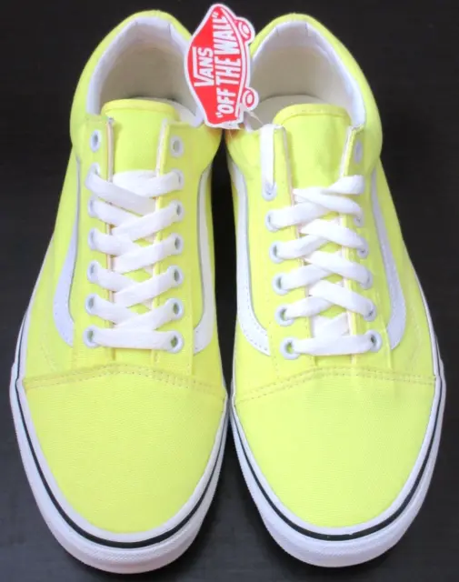 Vans Women's Old Skool Neon Lemon Tonic True White Canvas shoes Size 9.5 NIB