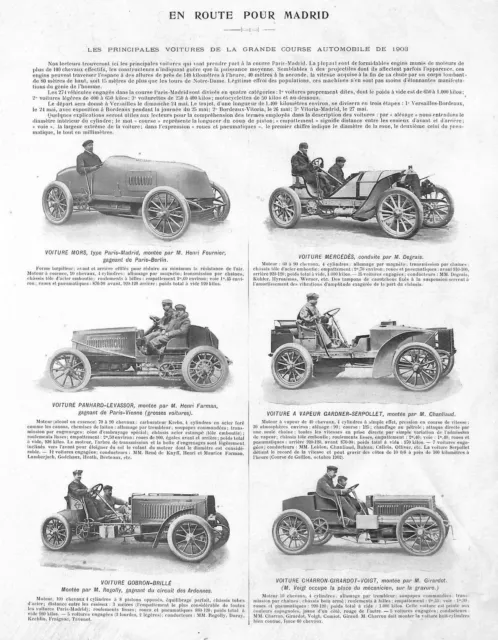 Sport Automobile / Les Voitures De La Course Paris-Madrid / Illustration 1903