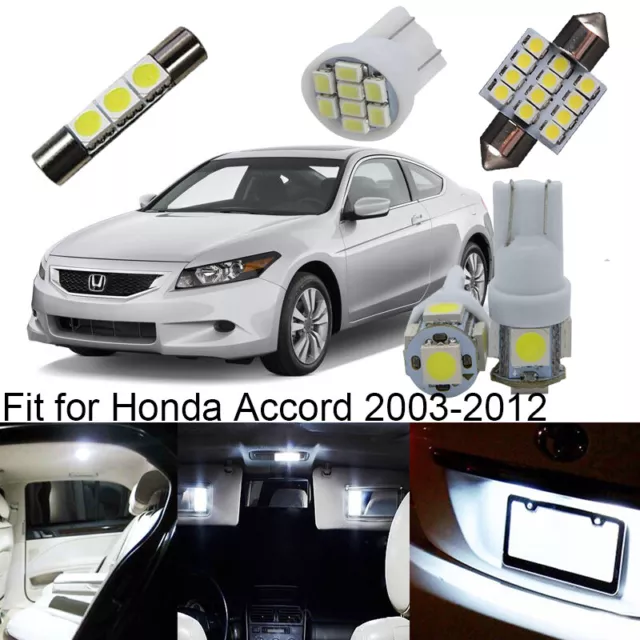 18x Pure White Led Bulbs Interior Lights Package Kit For Honda Accord 2003-2012
