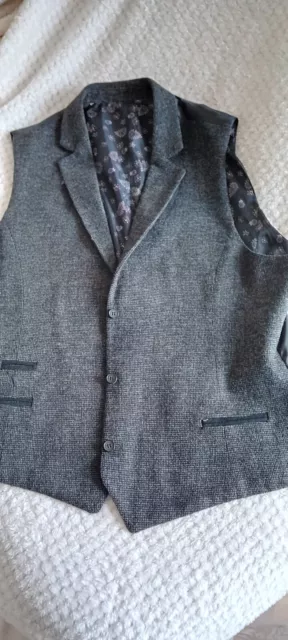 Ladies Blue Grey Tweed Showing Waistcoat Size 16