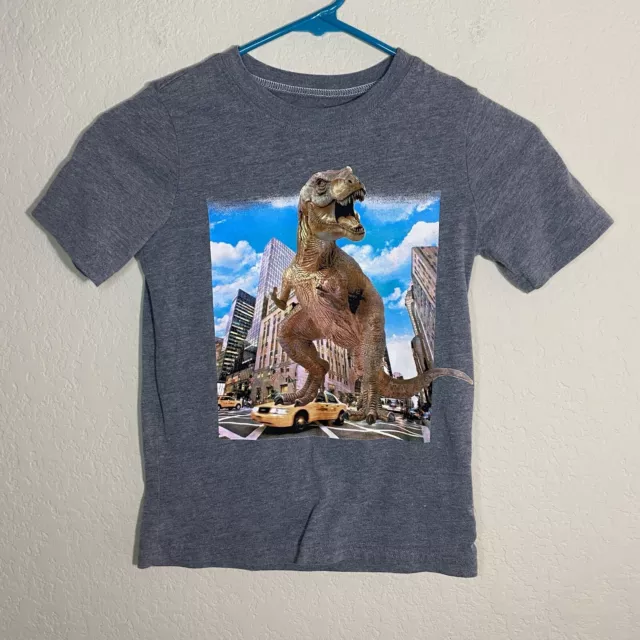 Carters Kid T-Shirt Boys Size 6 Dinosaur Grey Short Sleeve Cotton Blend T-Shirt
