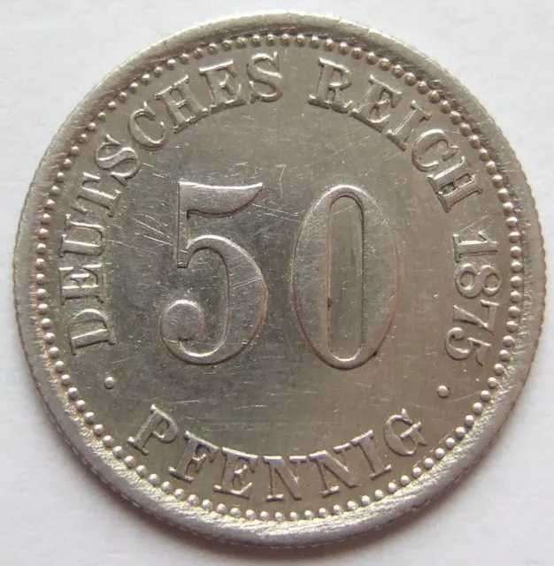 Moneta Reich Tedesco Impero Tedesco Argento 50 Pfennig 1875 F IN Extremely fine