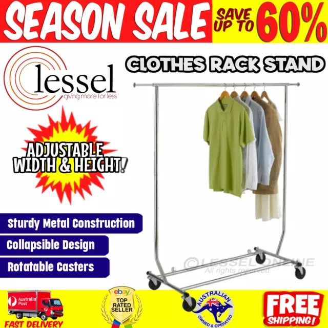 Sturdy Chrome Finish Garment Rack Clothing Retail Shop Commercial Home Display