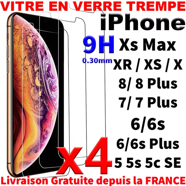 Vitre Verre Trempé Film Protection écran iPhone XS XR Max X 8/7 + Tempered  Glass