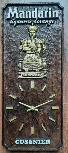Horloge pendule de bar publicitaire ancienne Cusenier liqueur Mandarin