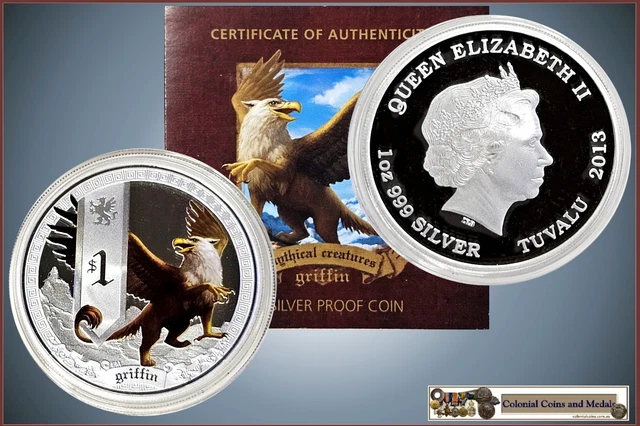 2013年 Tuvalu Griffin プルーフ カラー銀貨 1オンス 2013 $1 TUVALU