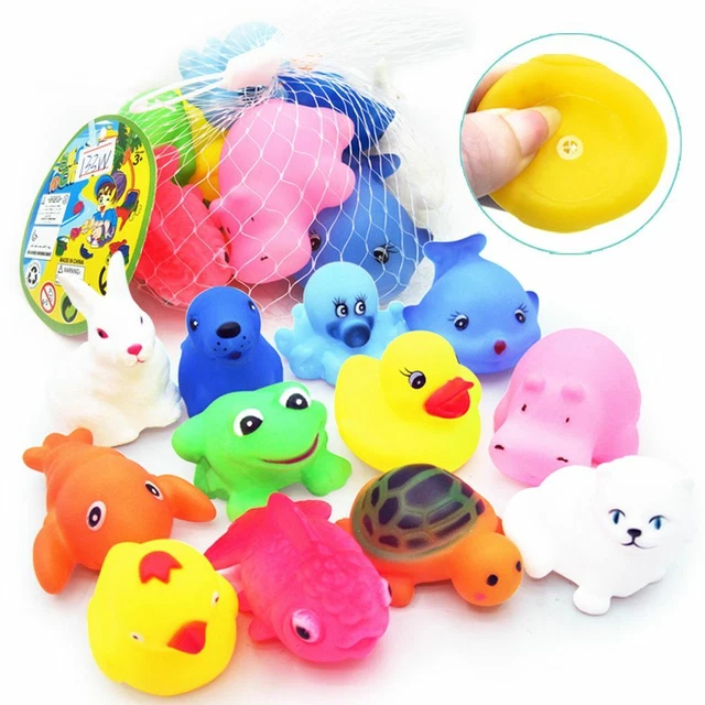 Cute Animals Bath Toy Fishing Net Float Rubber Duck Animal Tub Toys for Child