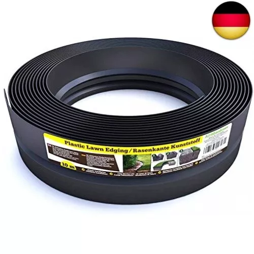 Flexible Rasenkante Kunststoff (10 m, schwarz) - Robustes Stay-in-Place Design