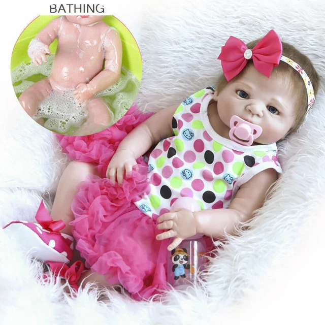 22" Full Body Vinyl Silicone Reborn Baby Dolls Realistic Newborn Girl Doll Gift