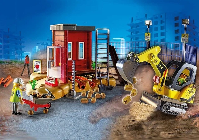 Playmobil 4041 – Convoyeur Avec Pelleteuse – Jeu De Construction Chantier, 2 Personnages, 55 Cm, Dès 4 Ans