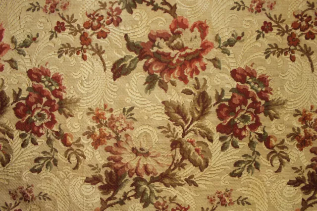 Antique French Victorian Woven Jacquard Fabric 1890 48 by 100 inches autumnal