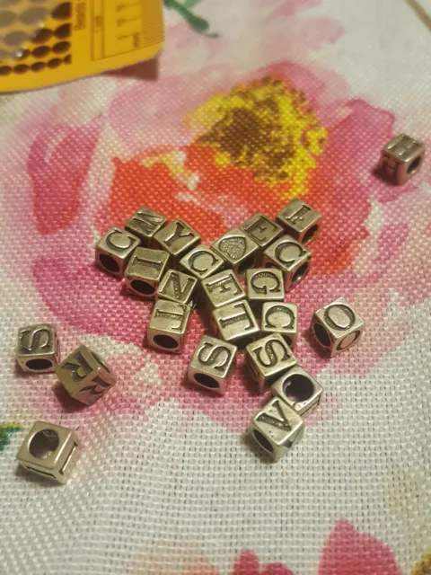 .925 Sterling Silver BLOCK  LETTER beads NAME