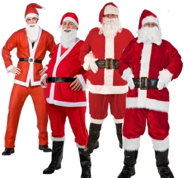 Uomo Costume da Babbo Natale Adulti Vestito Deluxe