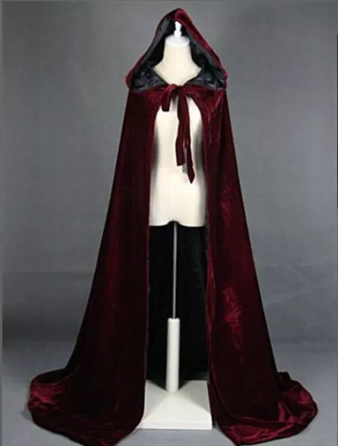 2023 new Hooded Cloak Long Velvet Cloak Green Black Red Halloween