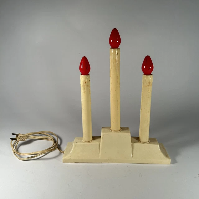 VINTAGE CHRISTMAS 3 Light Window Candle Electric Plastic Drip