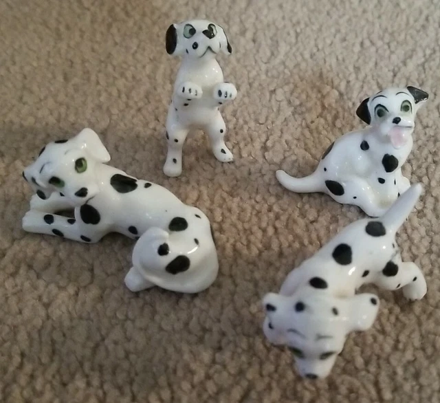 Vintage Miniature Set of 4 Ceramic Dalmation Dog Figurines