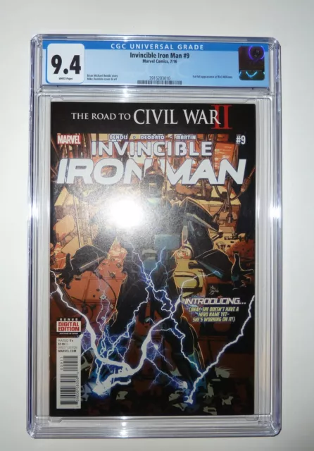 Marvel Comics *INVINCIBLE IRON MAN #9* 2016 CGC Graded 9.4 1st Riri Williams
