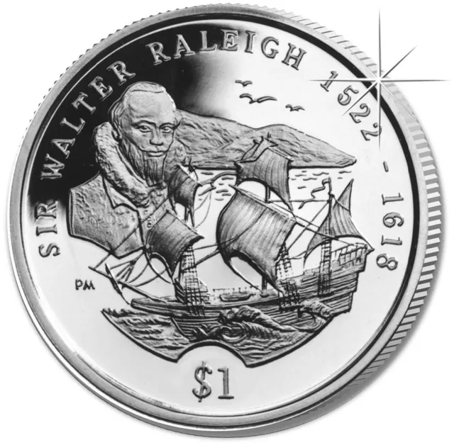 BRITISH VIRGIN ISLANDS 1 Dollar 2002 BU 'Sir Walter Raleigh & Ship'