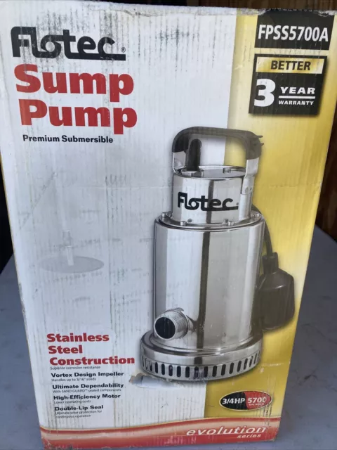 Flotec Commercial Pumps 3/4 HP Stainless Steel Sump Pump FPSS5700A