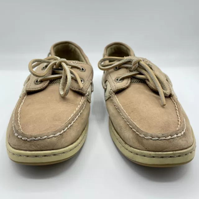 Sperry Women's Tan Leather Slip On Lace Boat Shoes Top Sider Angelfish Casual 7M 3