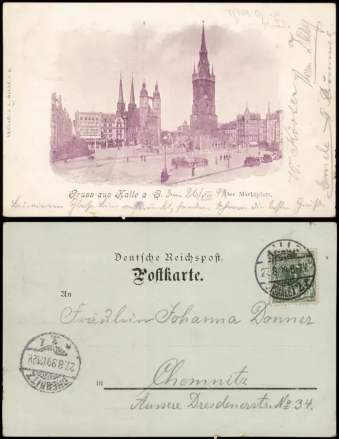 Ansichtskarte Halle (Saale) Marktplatz 1899