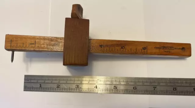 Vintage Stanley No-61 Wood Scribe Marking Gauge Dovetail Mortise Measuring Tool