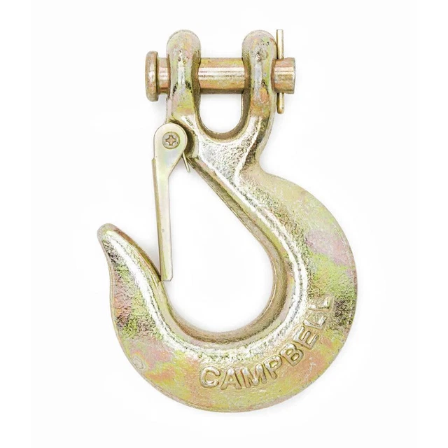 Campbell 3/8 In. Clevis Slip Hook With Latch Grade 70 Yellow Chromate