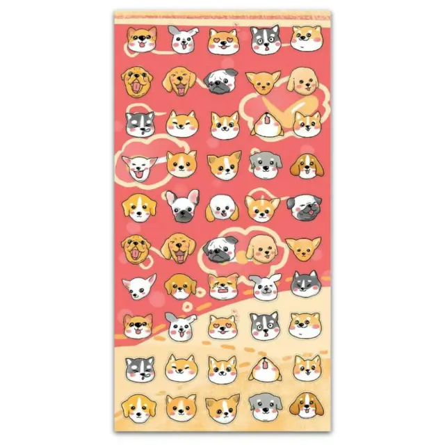 CUTE DOG FACE STICKERS Puppy Animal Sticker Sheet Kawaii Kids Craft Scrapbook