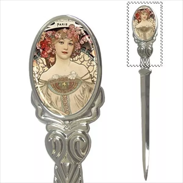 Vintage Ad Reverie Art Nouveau Women Pewter Mail Letter Opener