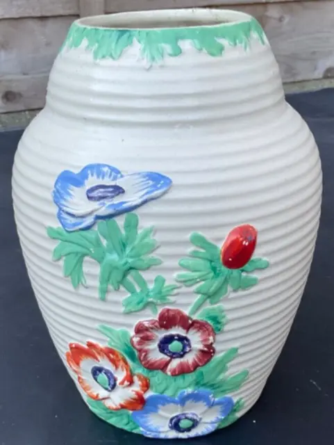 Vintage Art Deco Brentleigh Ware floral Pattern Vase Made In England