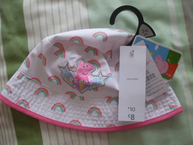 Cappello reversibile per bambina Tesco Peppa Pig taglia 3-6 anni NUOVO DI ZECCA & ETICHETTATO PREZZO DISPONIBILE £8