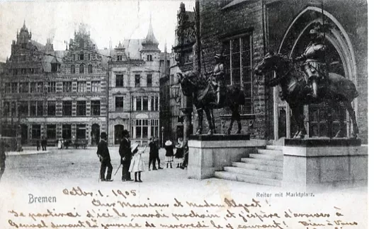 alte Ansichtskarte Bremen Reiter mit Marktplatz