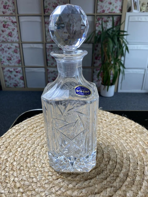 VINTAGE HAND CUT Lead Crystal Decanter Bohemia Made In