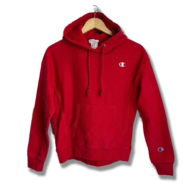 Champion Sweatshirt Youth M Reverse Weave Hoodie Red Vintage 90s Classic