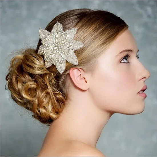 Vintage Wedding  Diamante Flower Flapper LEAF FASCINATOR HEADDRESS Headband